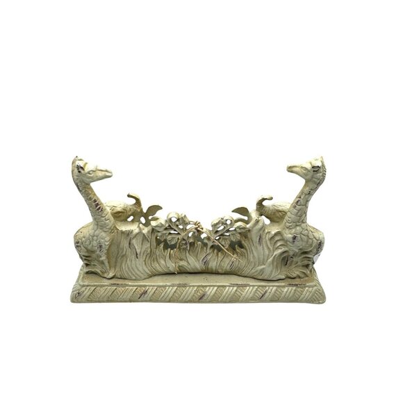 Vintage Cast Iron Giraffe & Elephant Napkin Holder - Picture 3 of 7